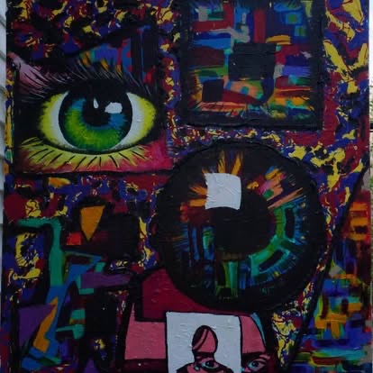 All Seeing — vivid original painting of eyes in saturated color